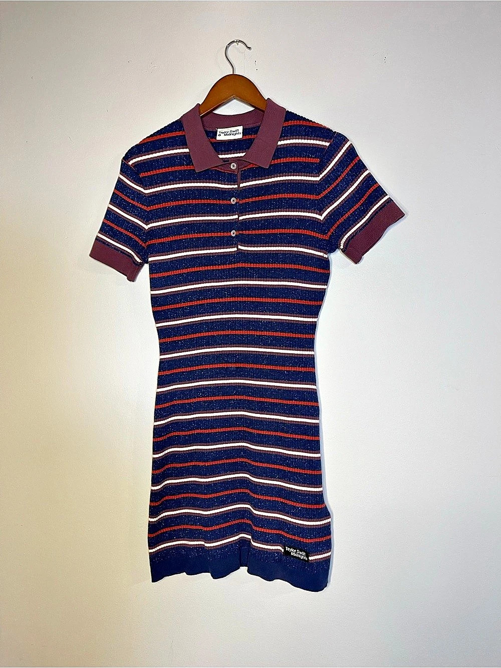 Taylor Swift Rooting For The Anti-Hero Knit Polo Dress Blue & Red Large